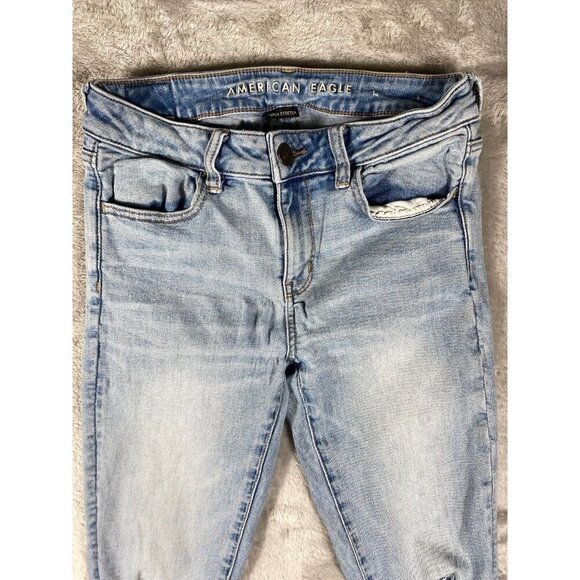 American Eagle Distressed Super Stretch Hi-Rise Jeggings Size 4 Reg - Picture 9 of 16